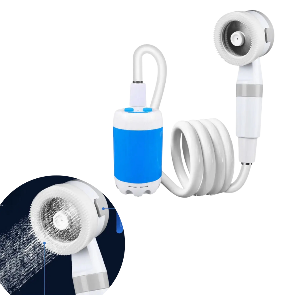 Douche extérieure sans fil rechargeable – Pratique et compacte pour le camping, le van et les activités en plein air.