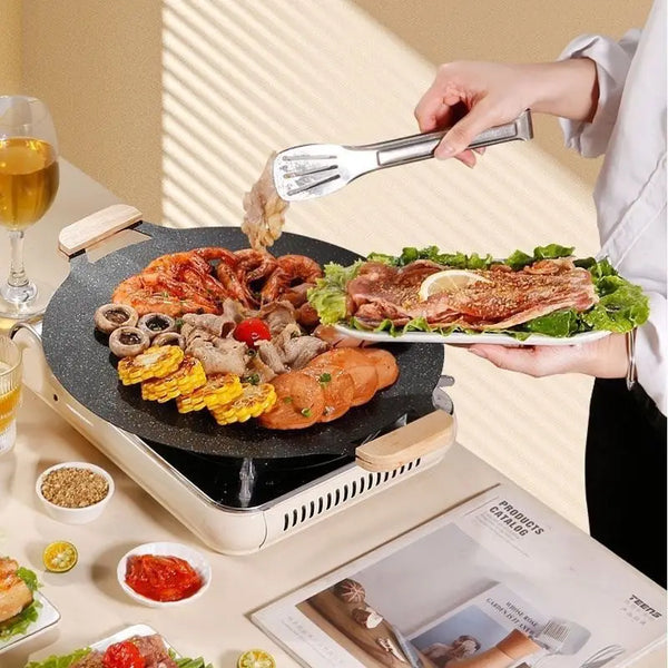 Plateau de cuisson en plein air en pierre de Maifan de style coréen, poêle à teppanyaki antiadhésive, plaque de barbecue portable pour maison, plaque de barbecue pour cuisinière à carte.