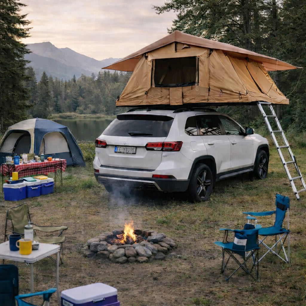 tente de toit souple, tente de toit 4 personnes, tente de toit 5 personnes, tente de toit familiale, tente de toit 190 cm, tente de toit SUV, tente de toit 4x4, tente de toit pick-up, tente de toit camping, tente de toit road trip, tente de toit vanlife, tente de toit souple familiale
