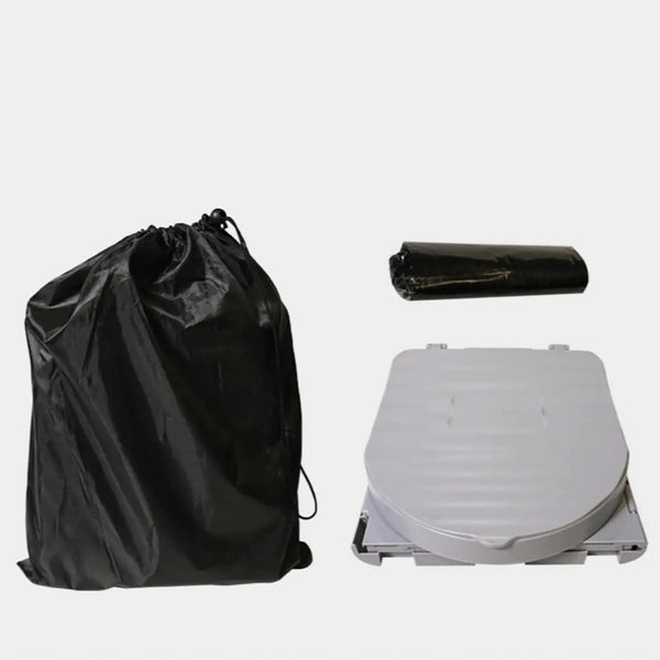 Toilette de camping pliable avec sac de transport et doublure, idéale pour les aventures en plein air et une solution d'hygiène portable pratique.